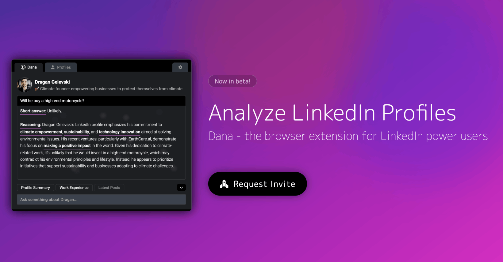 Dana AI Analyze Linkedin Profiles Dana AI Analyze Linkedin Profiles